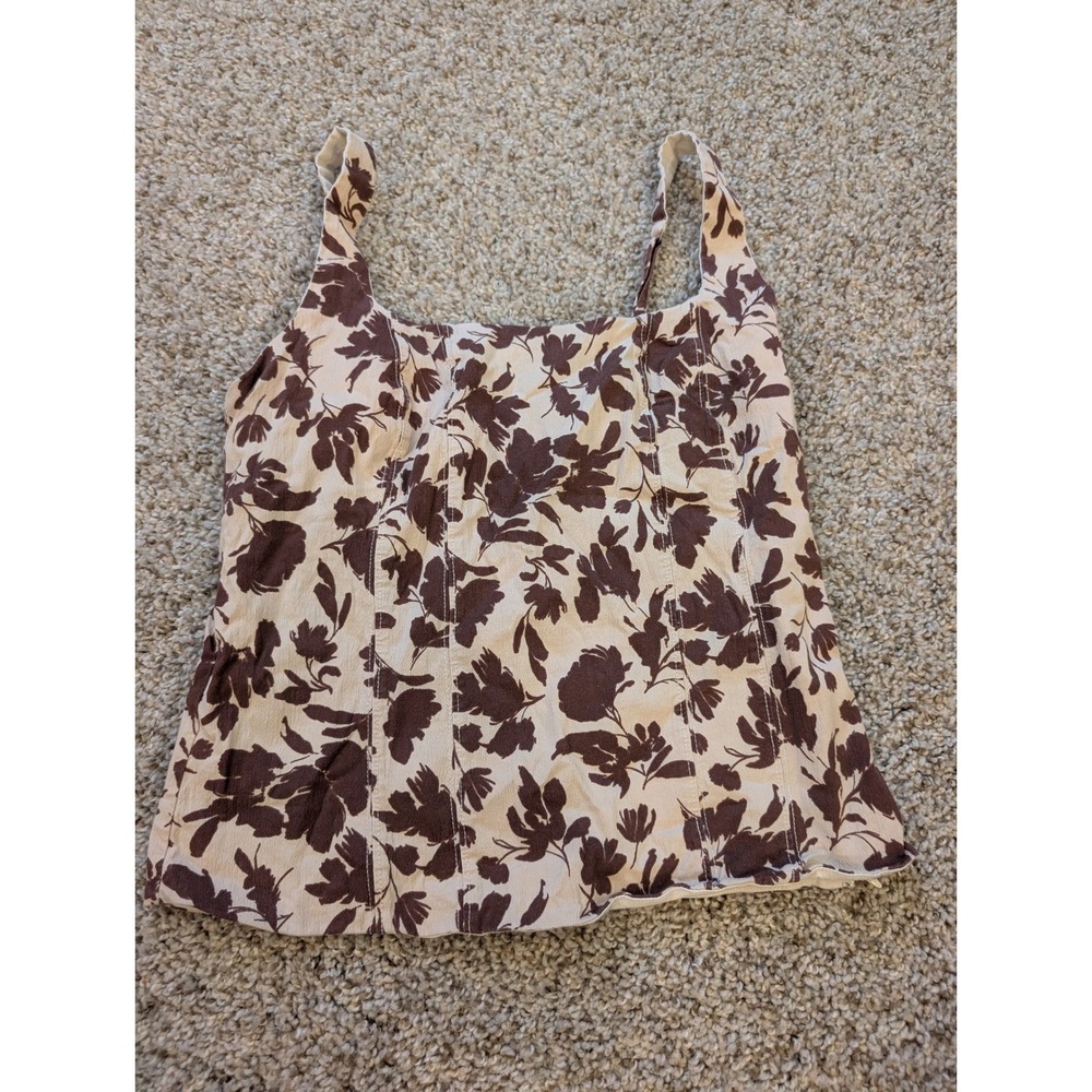 Abercrombie & Fitch Brown Floral Corset Cami Top Square Neck Small